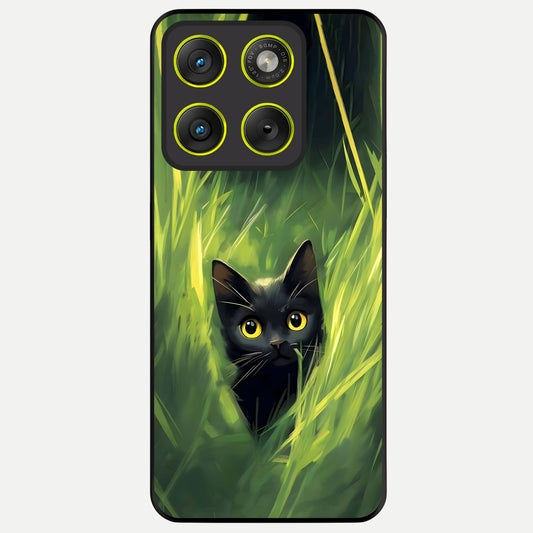  Hidden Cat Whisper Glass Case For Moto Edge 70 back cover – full design glossy printed glass finish