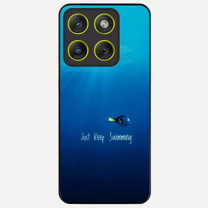  Just Keep Swimming Glass Case For Moto Edge 70 back cover – full design glossy printed glass finish