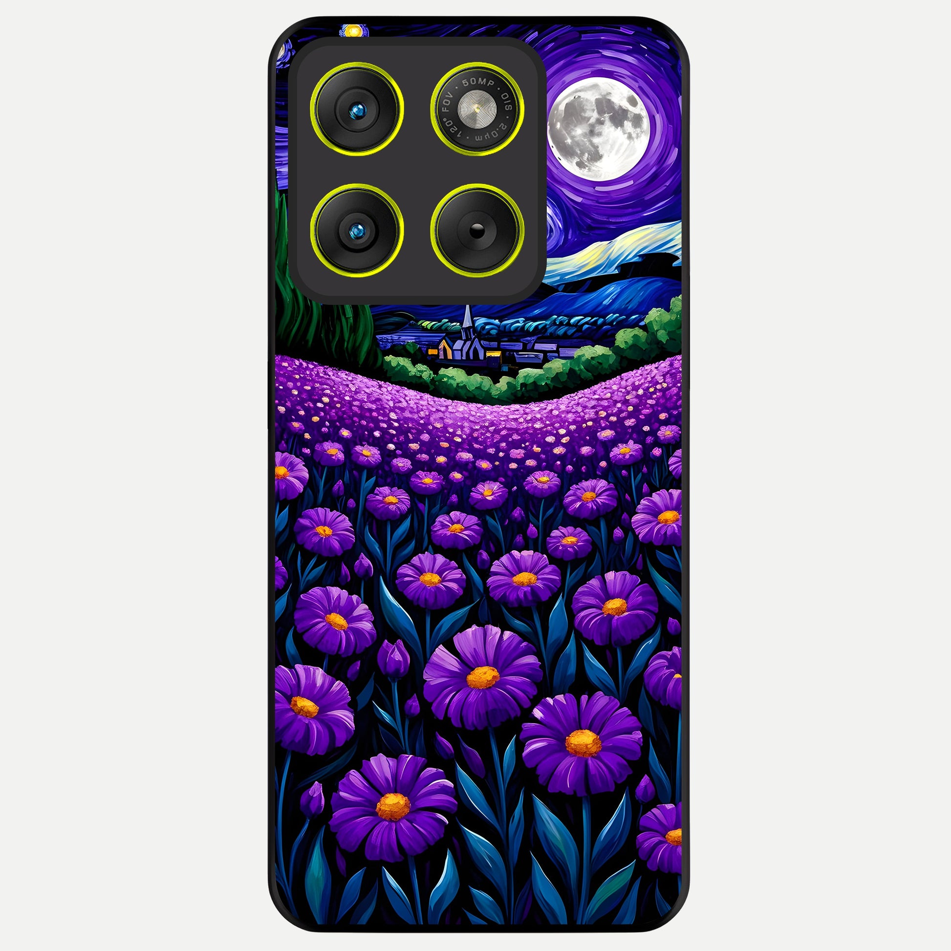  Lavender Moon Field Glass Case For Moto Edge 70 back cover – full design glossy printed glass finish