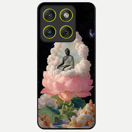  Lotus Divine Peace Glass Case For Moto Edge 70 back cover – full design glossy printed glass finish