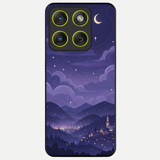  Minimal Night View Glass Case For Moto Edge 70 back cover – full design glossy printed glass finish