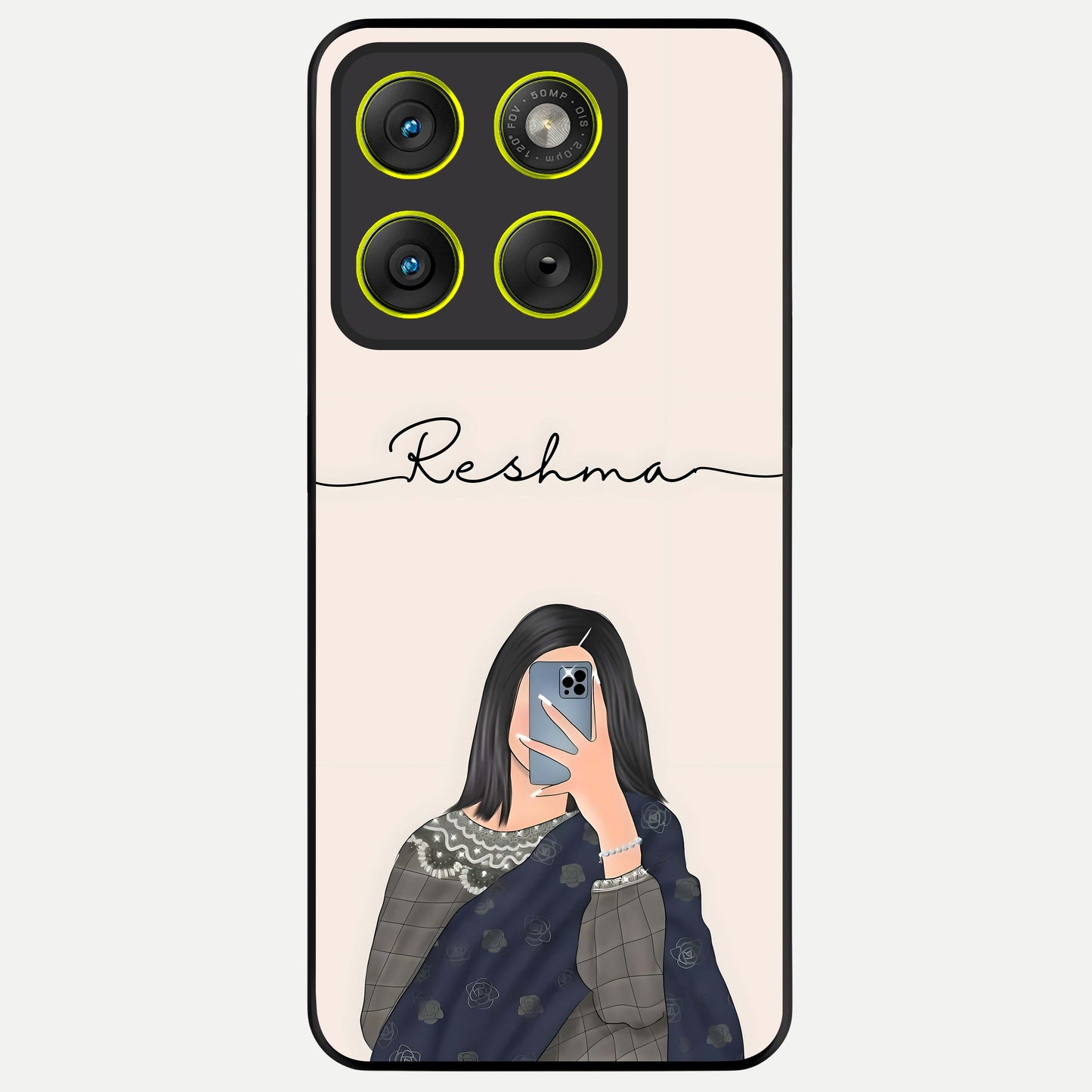  Mirror Mood Muse With Custom Name Glass Case For Moto Edge 70 back cover – full design glossy printed glass finish