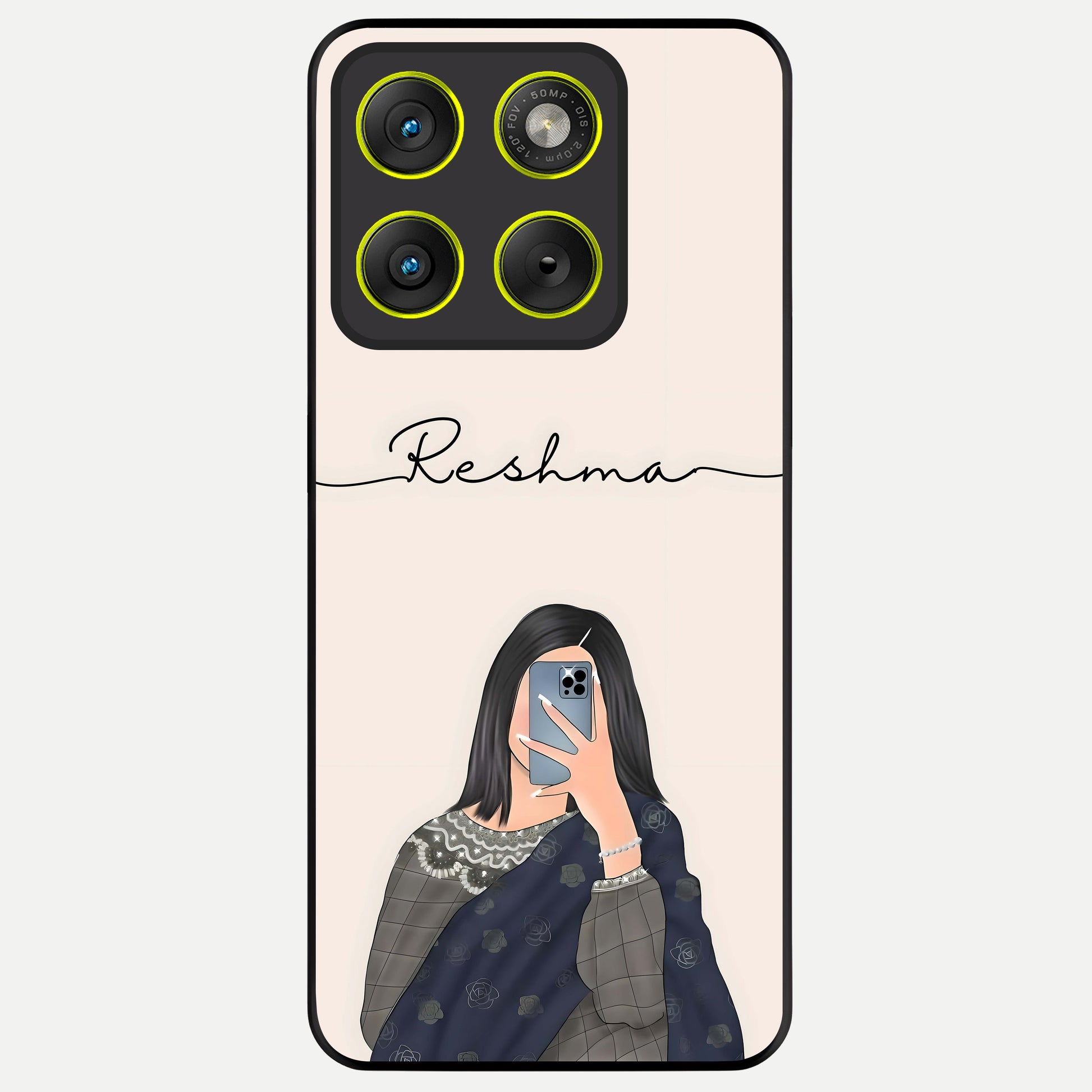  Mirror Mood Muse With Custom Name Glass Case For Moto Edge 70 back cover – full design glossy printed glass finish