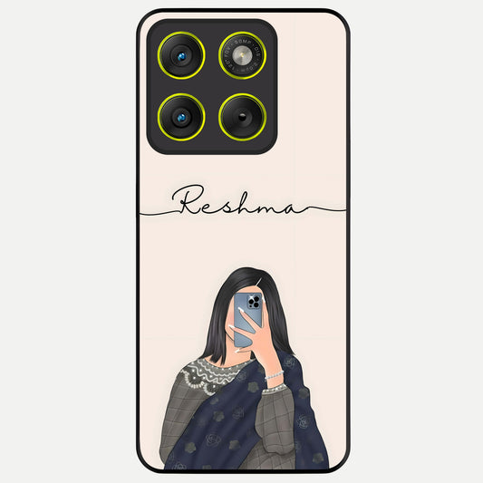  Mirror Mood Muse With Custom Name Glass Case For Moto Edge 70 back cover – full design glossy printed glass finish
