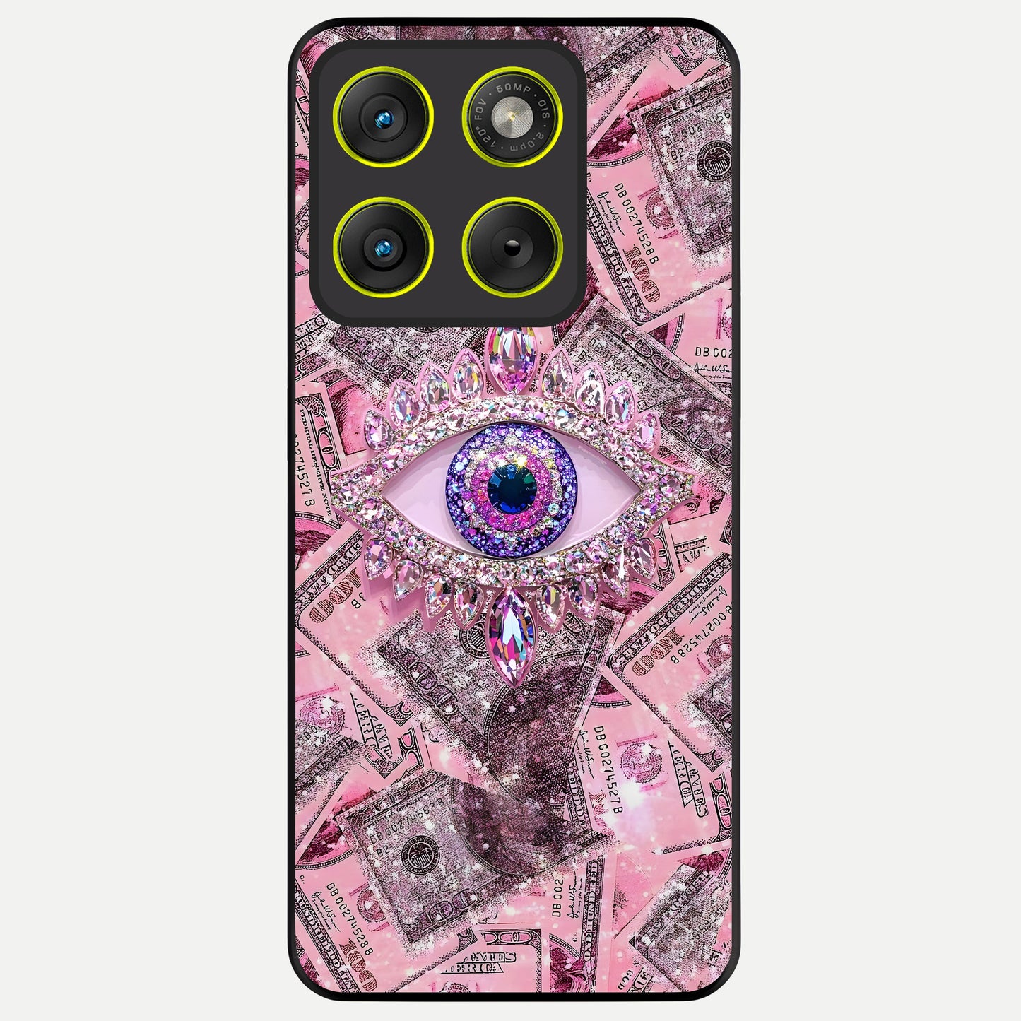  Money Eye Luxe Glass Case For Moto Edge 70 back cover – full design glossy printed glass finish
