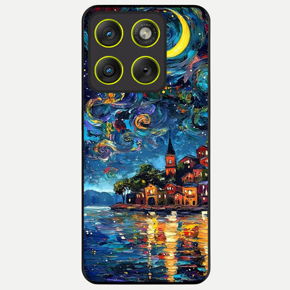  Moonlight Harbor Glow Glass Case For Moto Edge 70 back cover – full design glossy printed glass finish