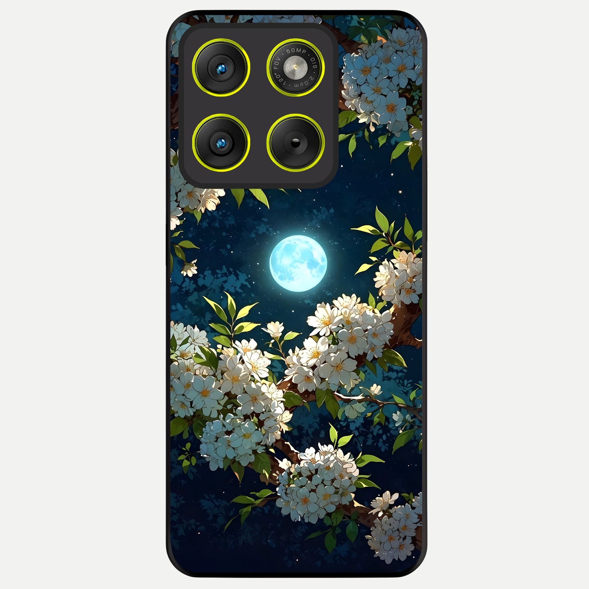  Moonlit Blossom Dream Glass Case For Moto Edge 70 back cover – full design glossy printed glass finish