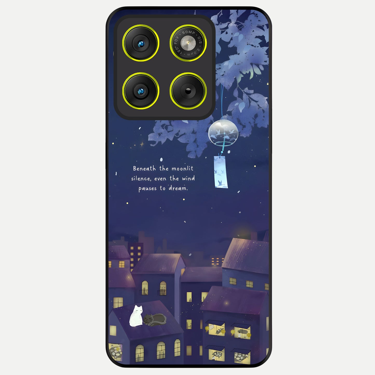  Moonlit Cat Silence Glass Case For Moto Edge 70 back cover – full design glossy printed glass finish