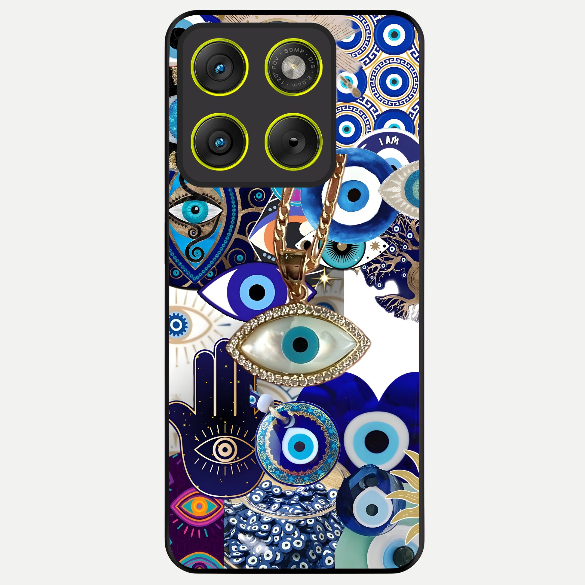  Mystic Charm Eye Glass Case For Moto Edge 70 back cover – full design glossy printed glass finish