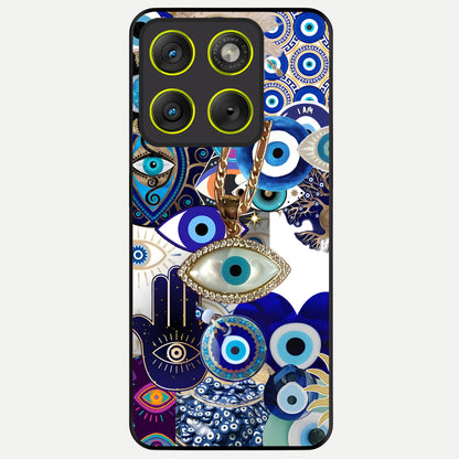  Mystic Charm Eye Glass Case For Moto Edge 70 back cover – full design glossy printed glass finish