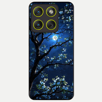  Mystic Floral Night Glass Case For Moto Edge 70 back cover – full design glossy printed glass finish