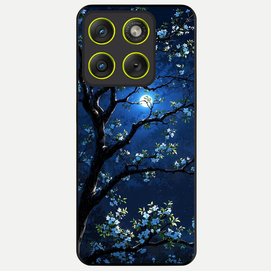  Mystic Floral Night Glass Case For Moto Edge 70 back cover – full design glossy printed glass finish