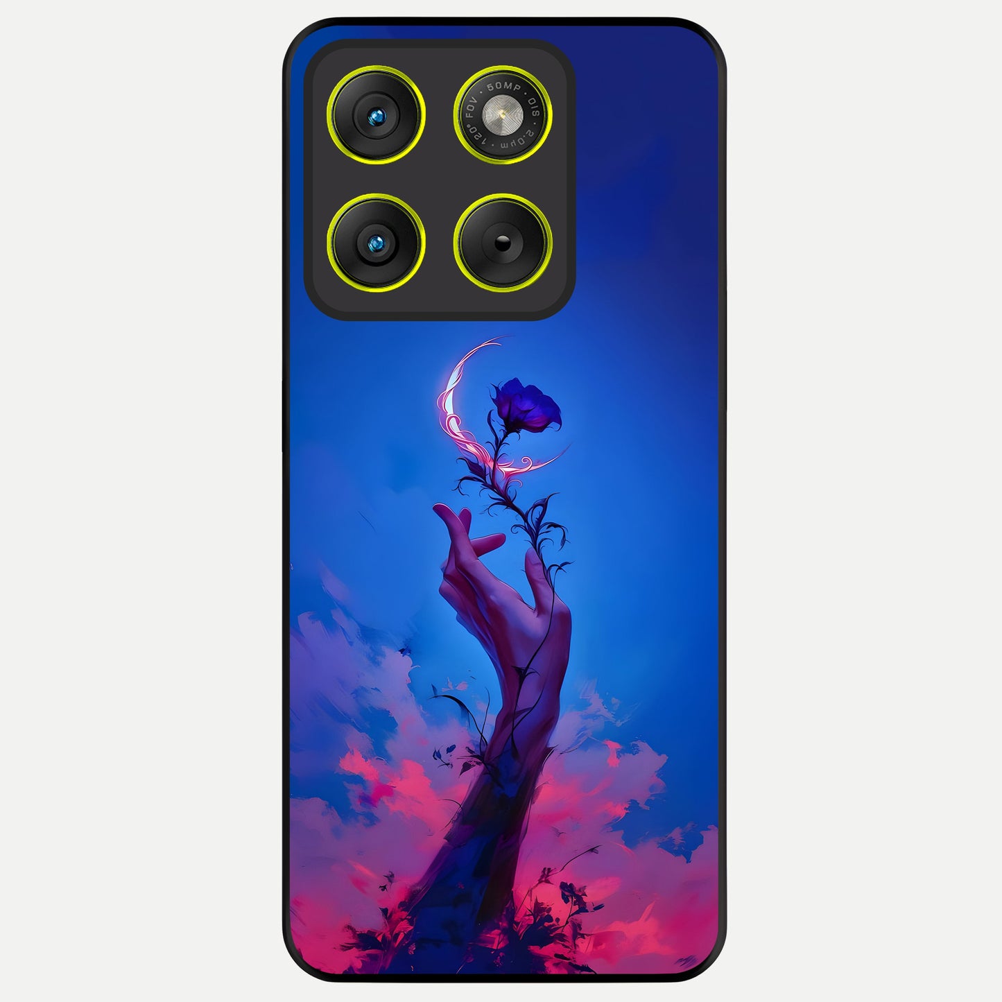  Mystic Hand Glass Case For Moto Edge 70 back cover – full design glossy printed glass finish