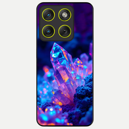  Neon Aura Shards Glass Case For Moto Edge 70 back cover – full design glossy printed glass finish
