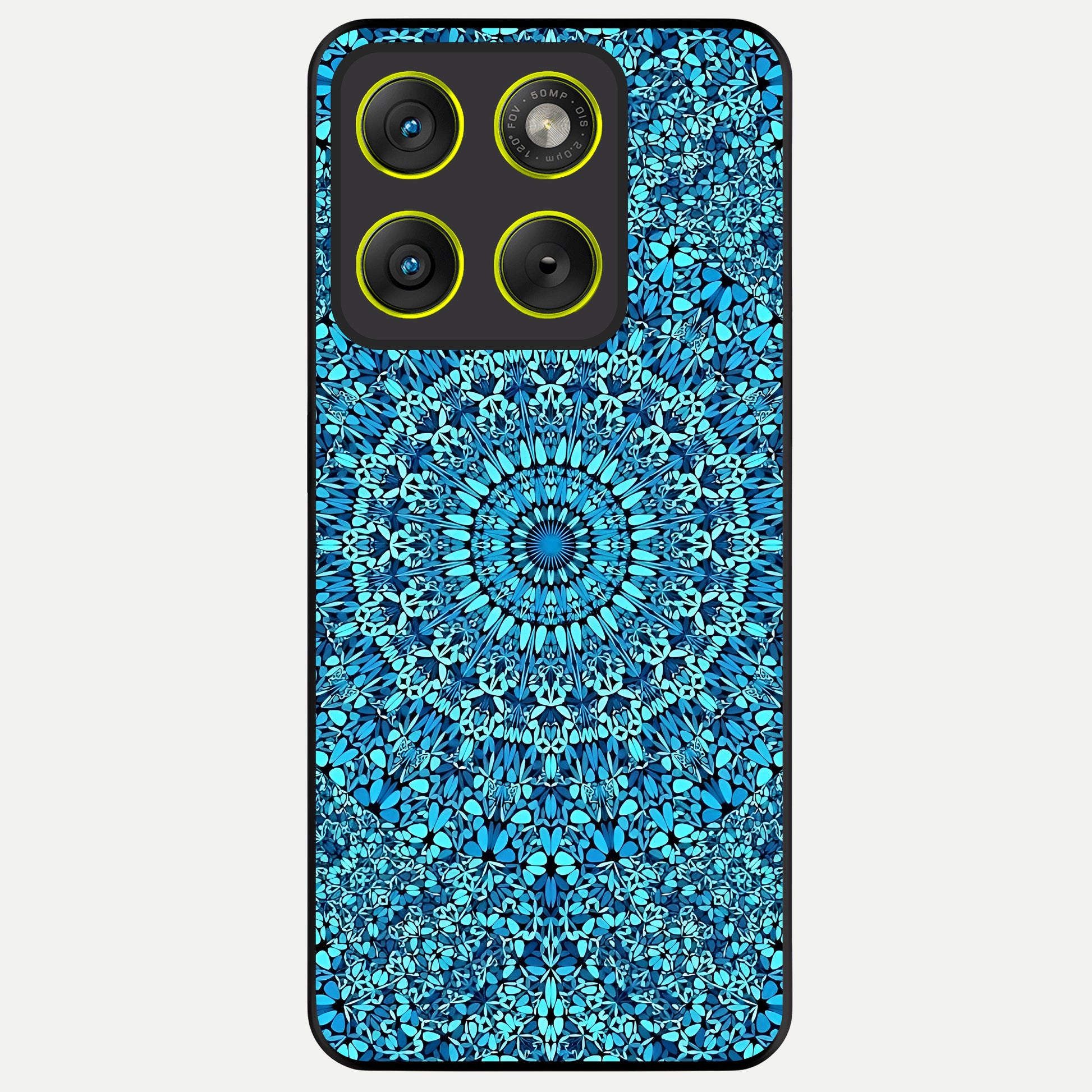  Ocean Bloom Mandala Glass Case For Moto Edge 70 back cover – full design glossy printed glass finish