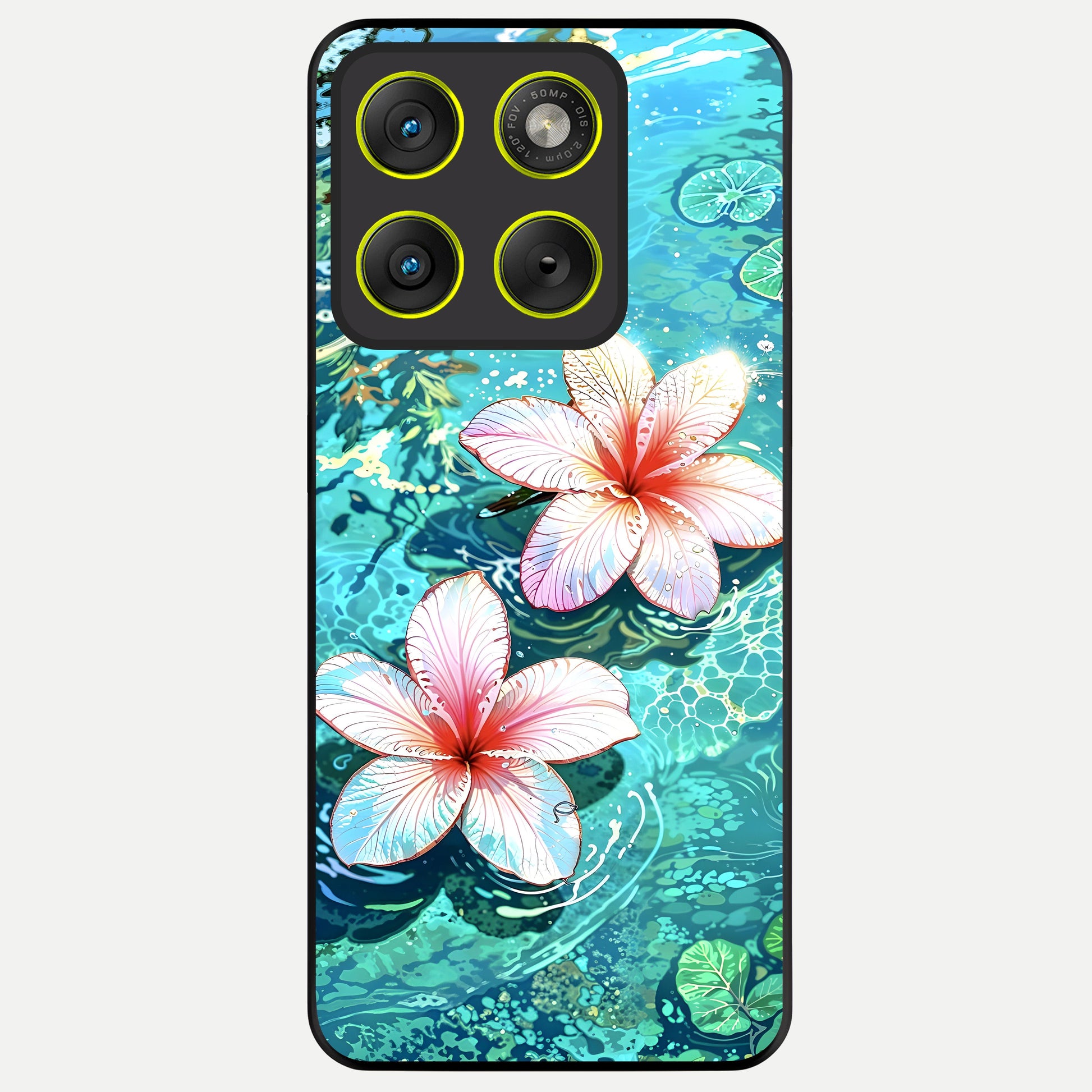  Pink Flowers in Water Glass Case For Moto Edge 70 back cover – full design glossy printed glass finish