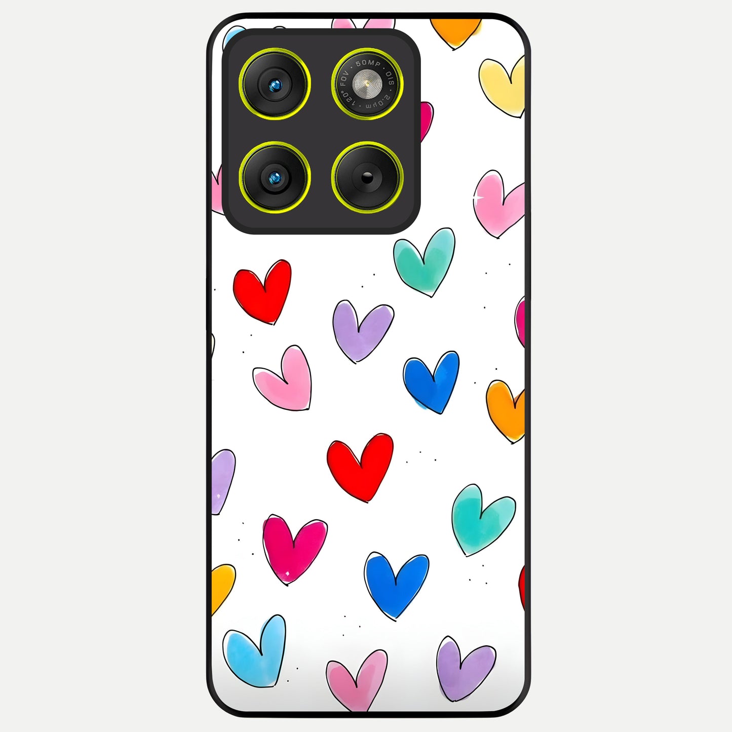  Playful Love Doodles Glass Case For Moto Edge 70 back cover – full design glossy printed glass finish