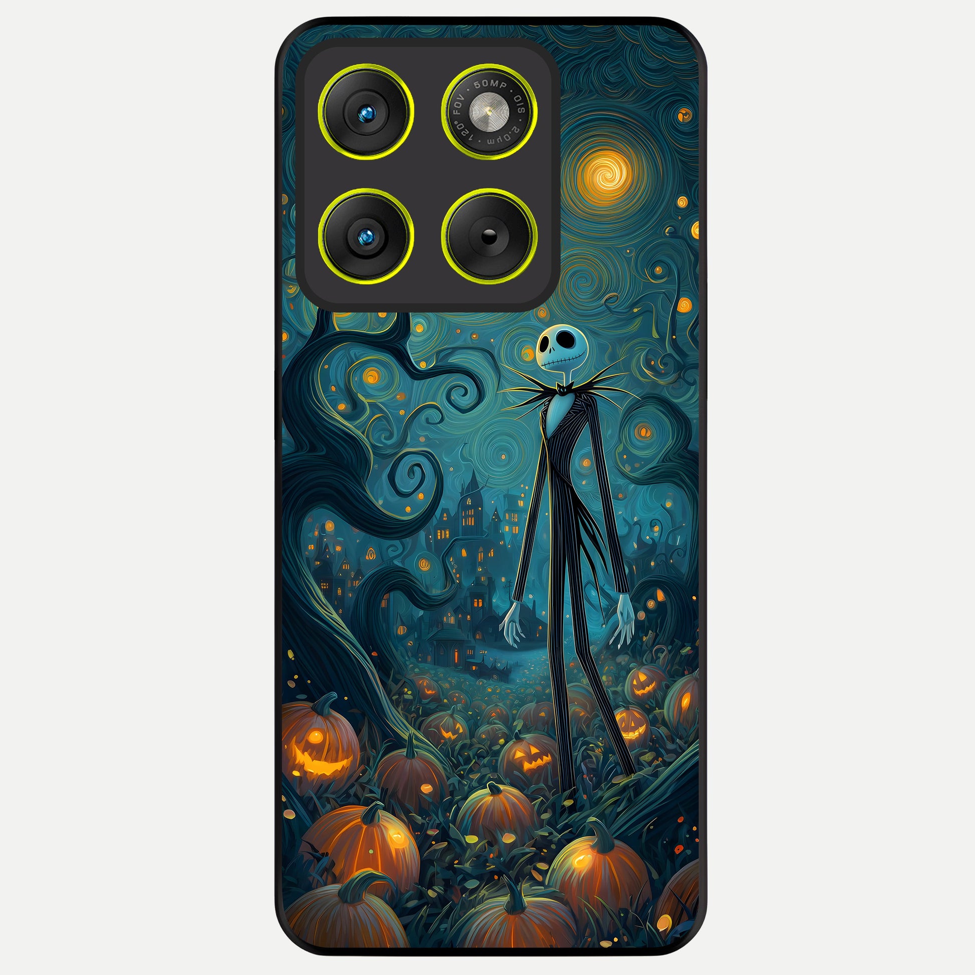  Pumpkin Moon Night Glass Case For Moto Edge 70 back cover – full design glossy printed glass finish