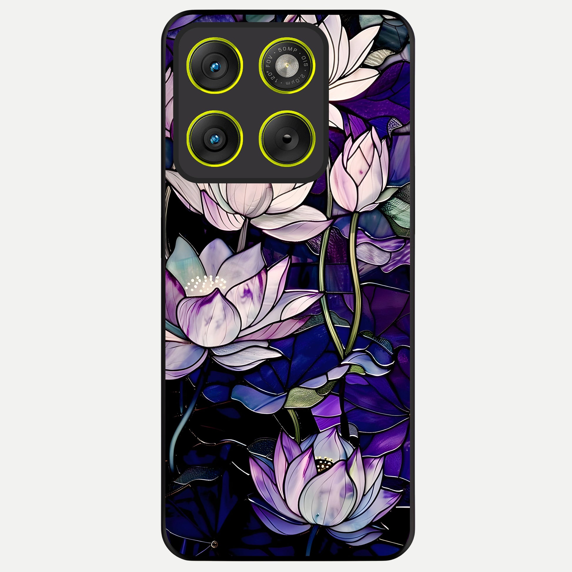  Purple Lotus Pattern Glass Case For Moto Edge 70 back cover – full design glossy printed glass finish