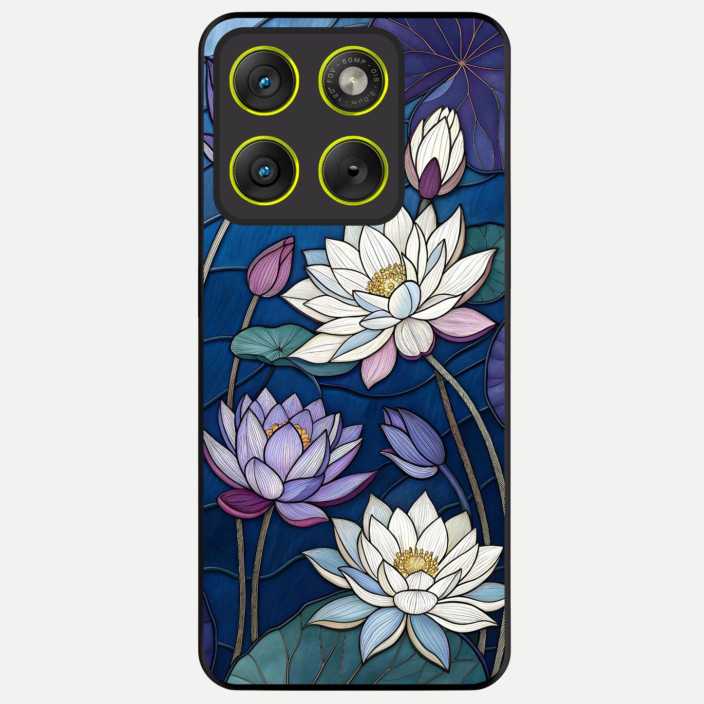  Purple Lotus Stained Glass Case For Moto Edge 70 back cover – full design glossy printed glass finish