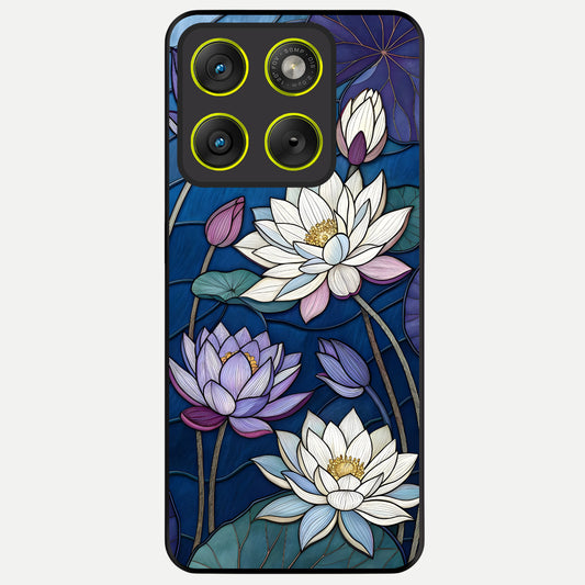  Purple Lotus Stained Glass Case For Moto Edge 70 back cover – full design glossy printed glass finish