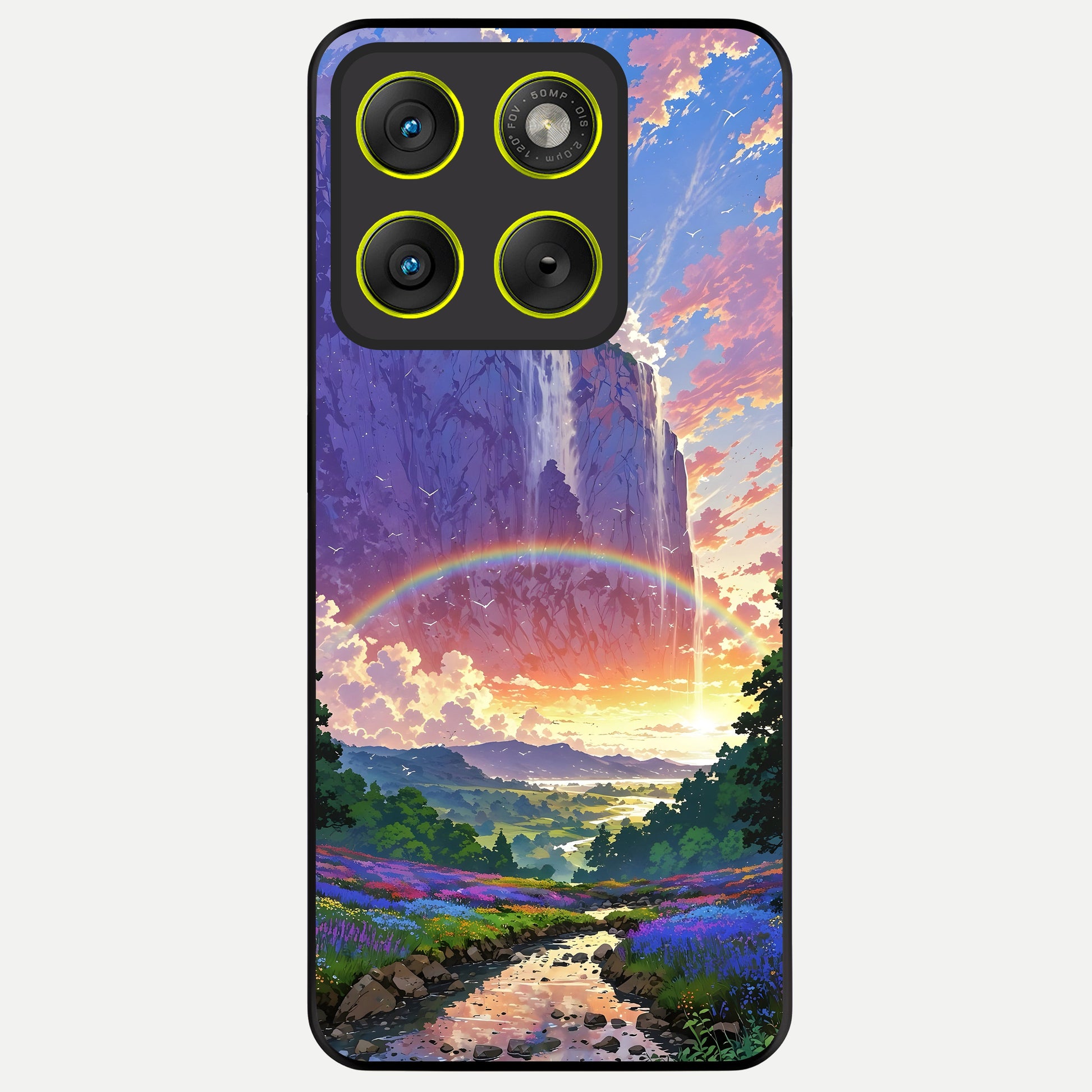  Rainbow Valley Dream Glass Case For Moto Edge 70 back cover – full design glossy printed glass finish