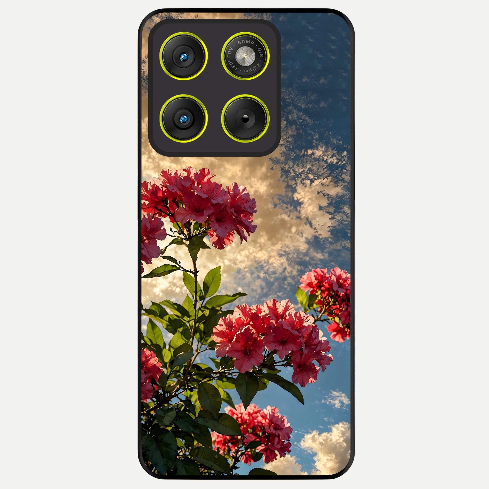  Red Bloom Skies Glass Case For Moto Edge 70 back cover – full design glossy printed glass finish