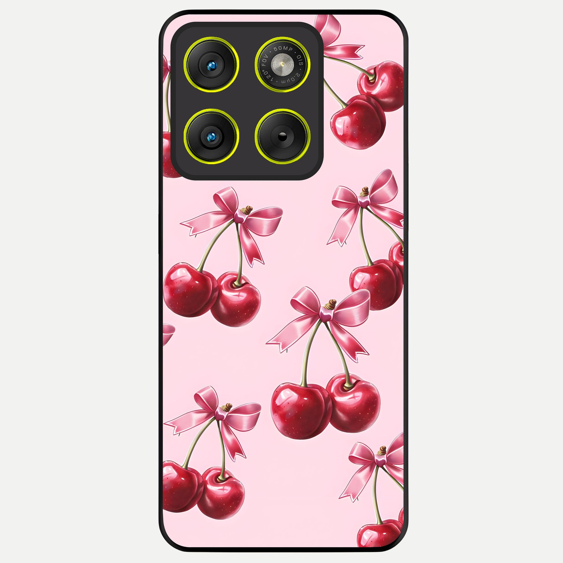  Red Cherries Pattern Glass Case For Moto Edge 70 back cover – full design glossy printed glass finish