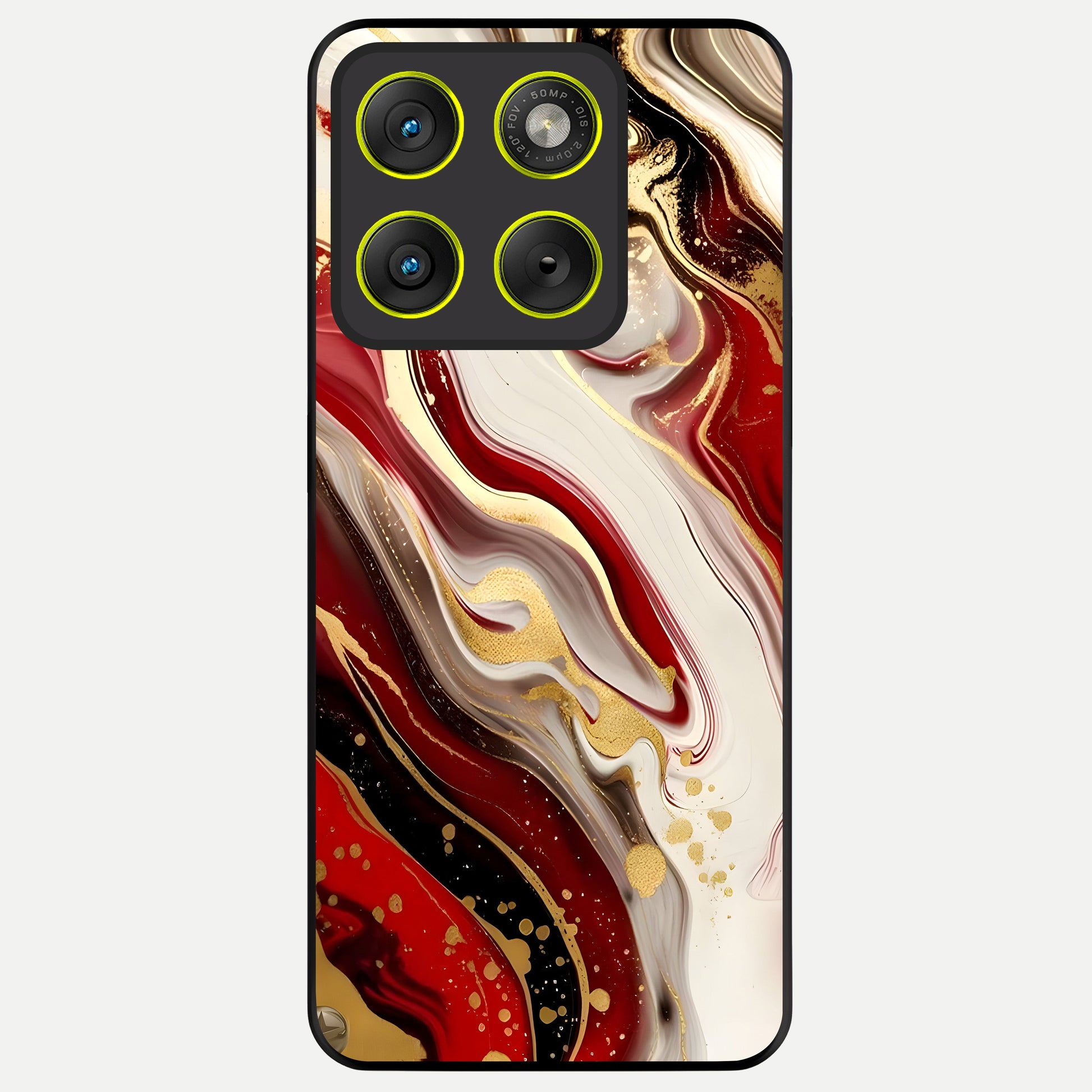  Red And White Marble Glass Case For Moto Edge 70 back cover – full design glossy printed glass finish