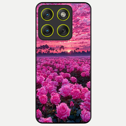  Rose Sunset Valley Glass Case For Moto Edge 70 back cover – full design glossy printed glass finish