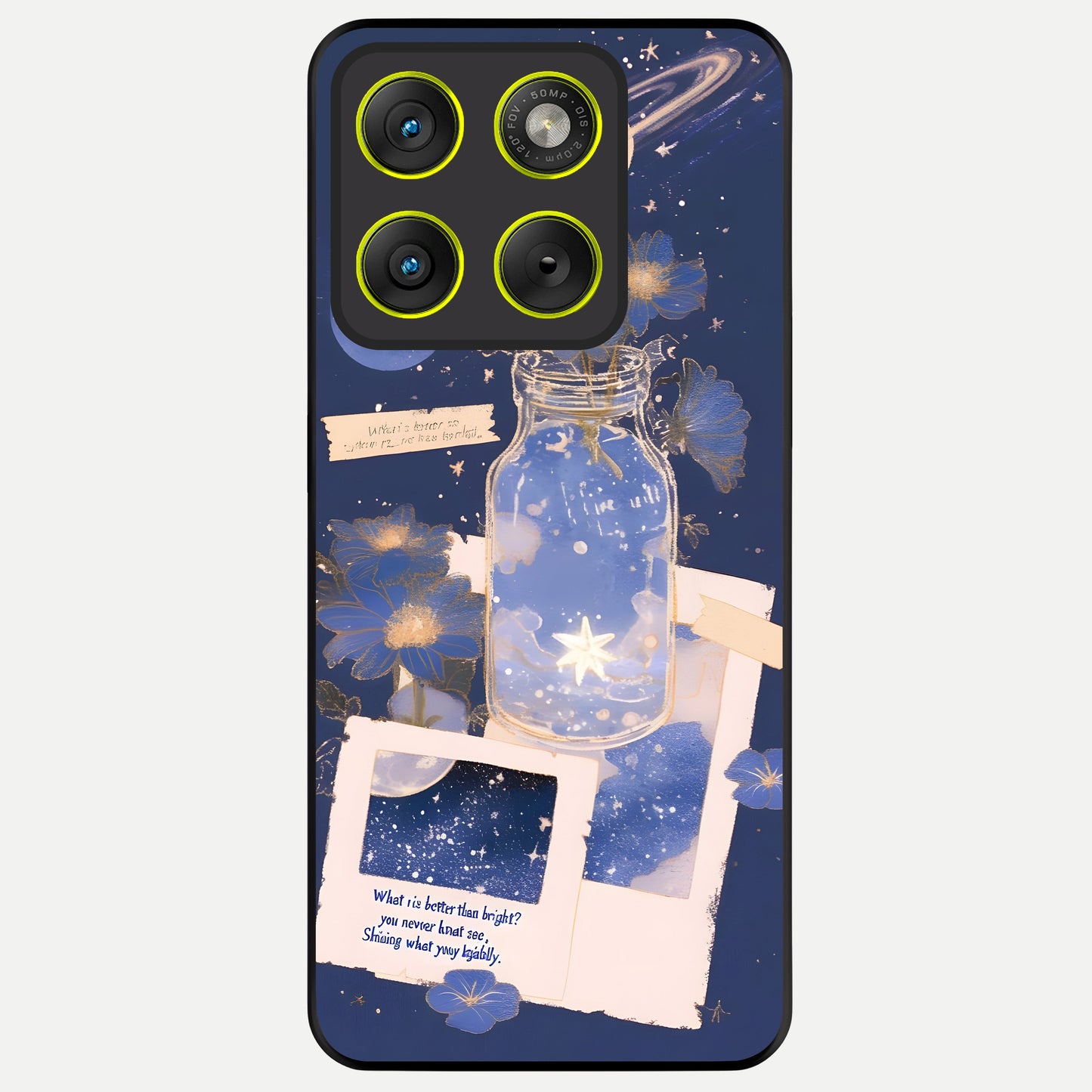  Starlit Cosmic Jar Glass Case For Moto Edge 70 back cover – full design glossy printed glass finish