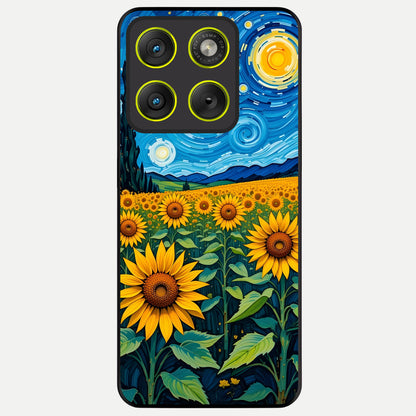  Starry Sunflower Dreams Glass Case For Moto Edge 70 back cover – full design glossy printed glass finish