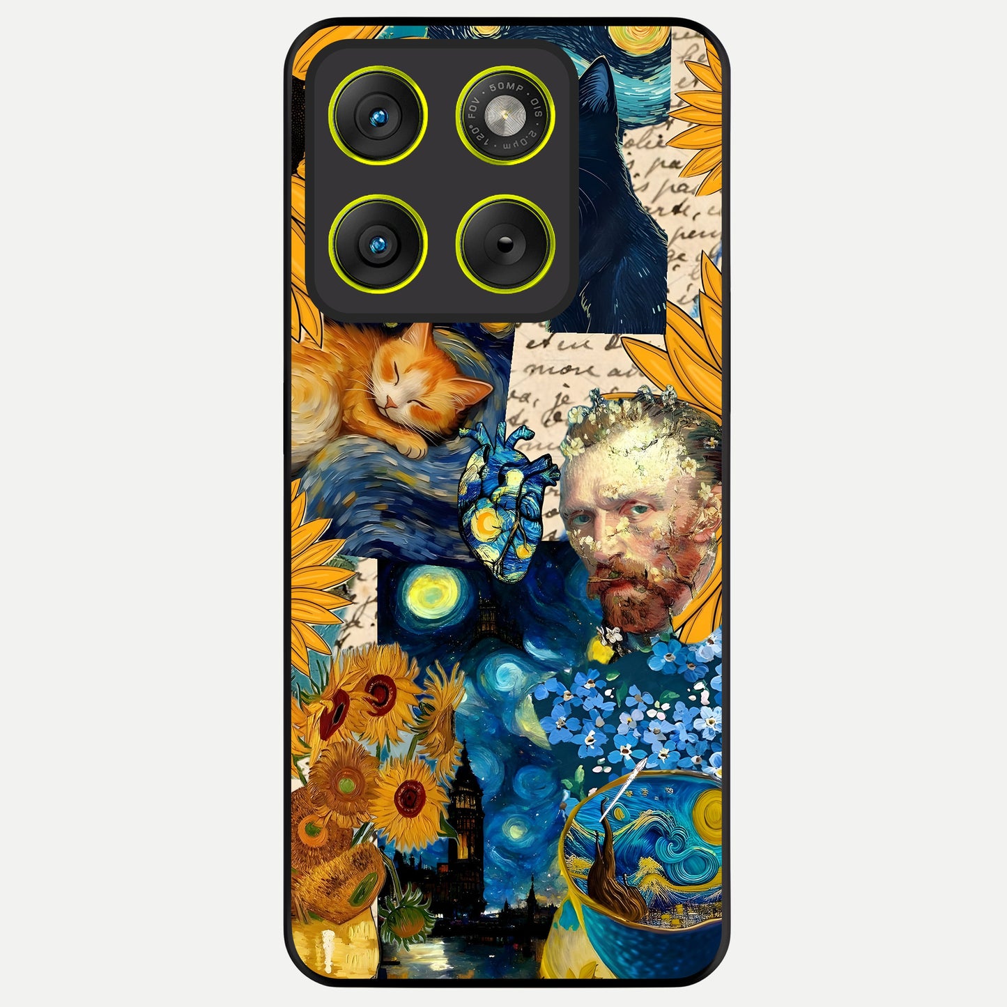  Sunflower Chic Mood Custom Name Glass Case For Moto Edge 70 back cover – full design glossy printed glass finish