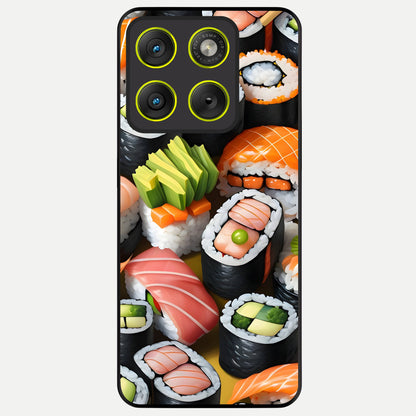  Sushi Food Pattern Glass Case For Moto Edge 70 back cover – full design glossy printed glass finish
