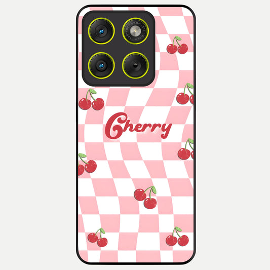  Sweet Cherry Vibes Glass Case For Moto Edge 70 back cover – full design glossy printed glass finish