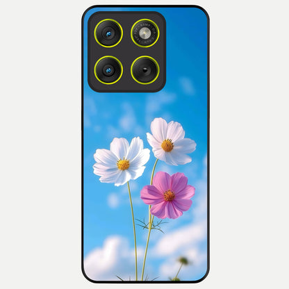  Tripple Flowers With Sky Glass Case For Moto Edge 70 back cover – full design glossy printed glass finish