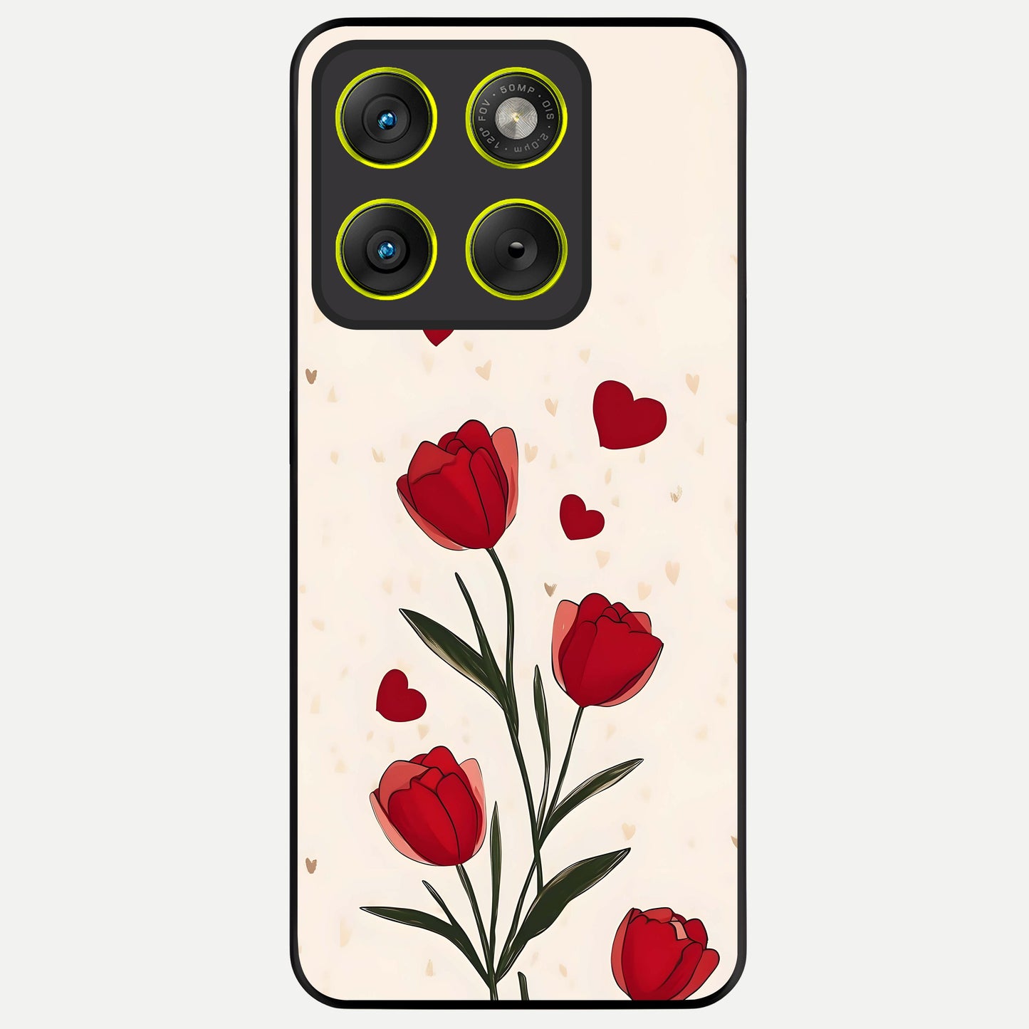  Tulip With Heart Glass Case For Moto Edge 70 back cover – full design glossy printed glass finish