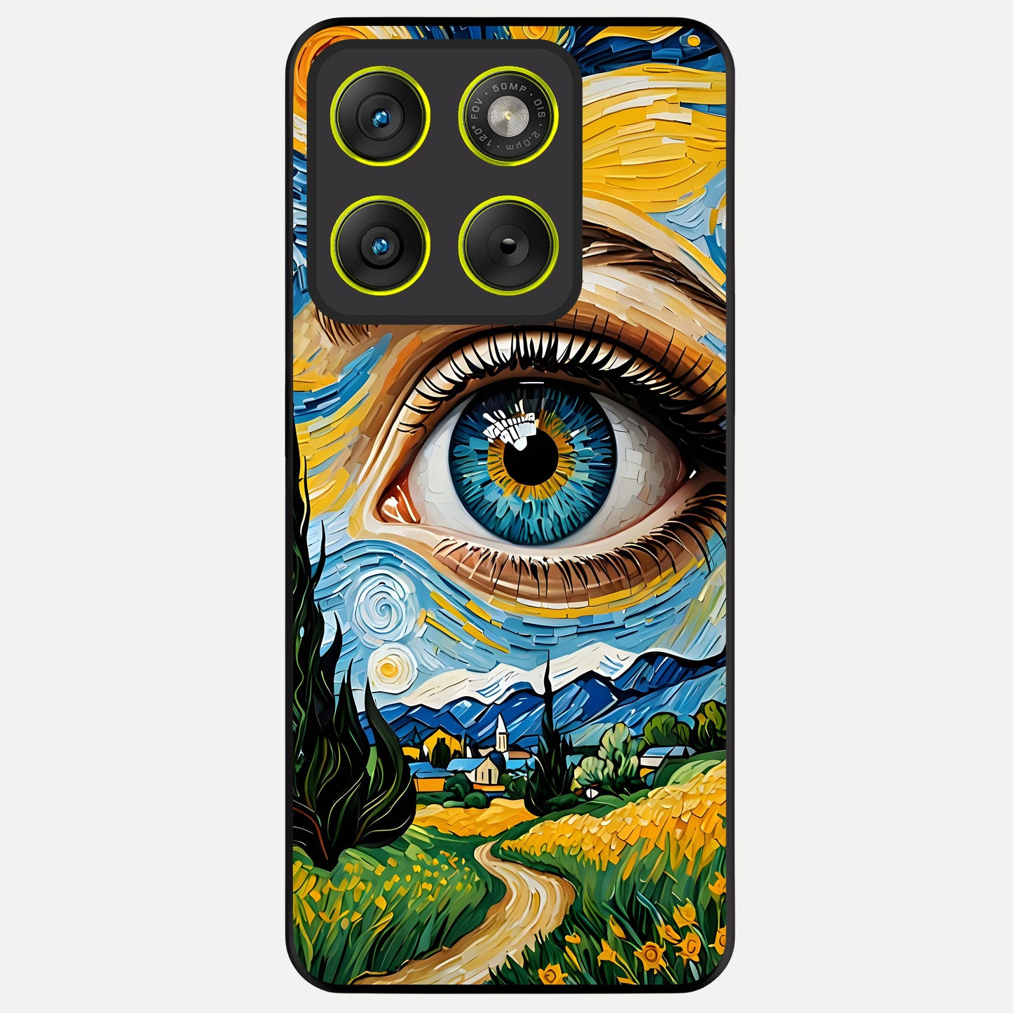  Van Gogh Eye Glass Case For Moto Edge 70 back cover – full design glossy printed glass finish
