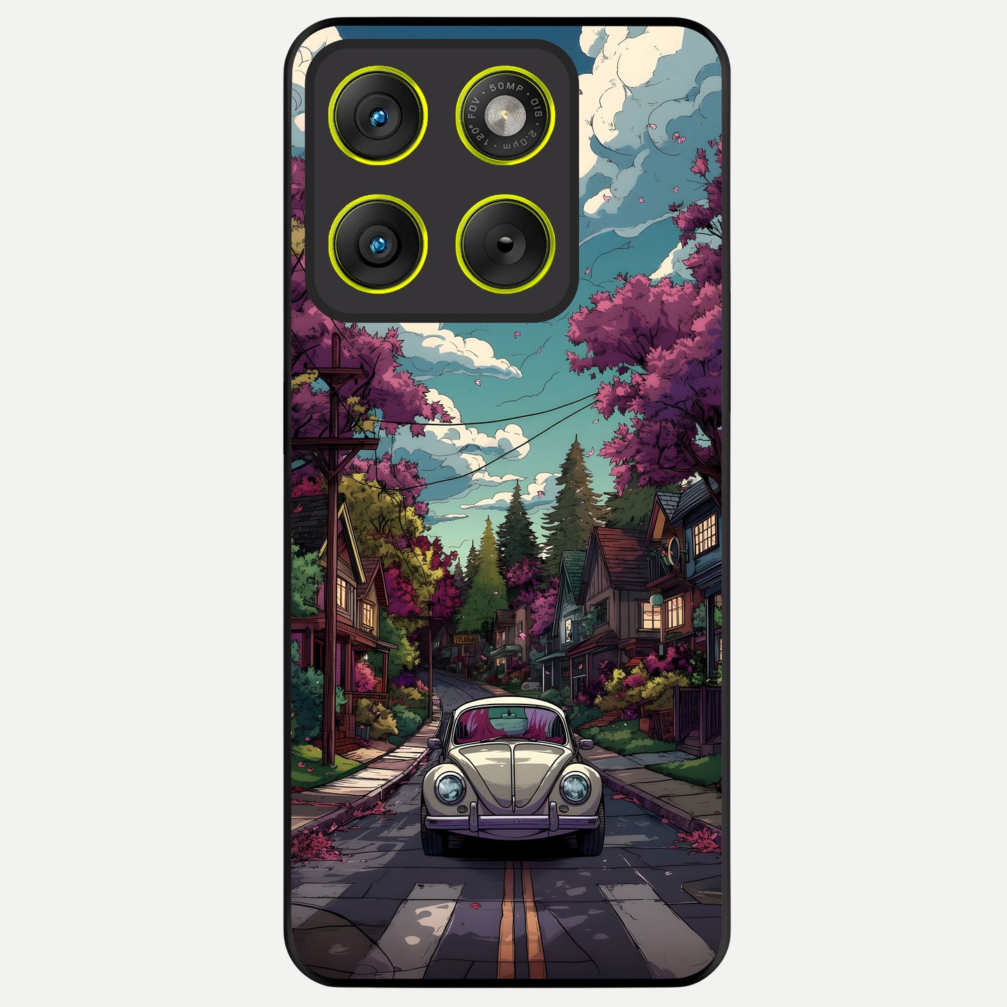  Vintage Street Drive Glass Case For Moto Edge 70 back cover – full design glossy printed glass finish