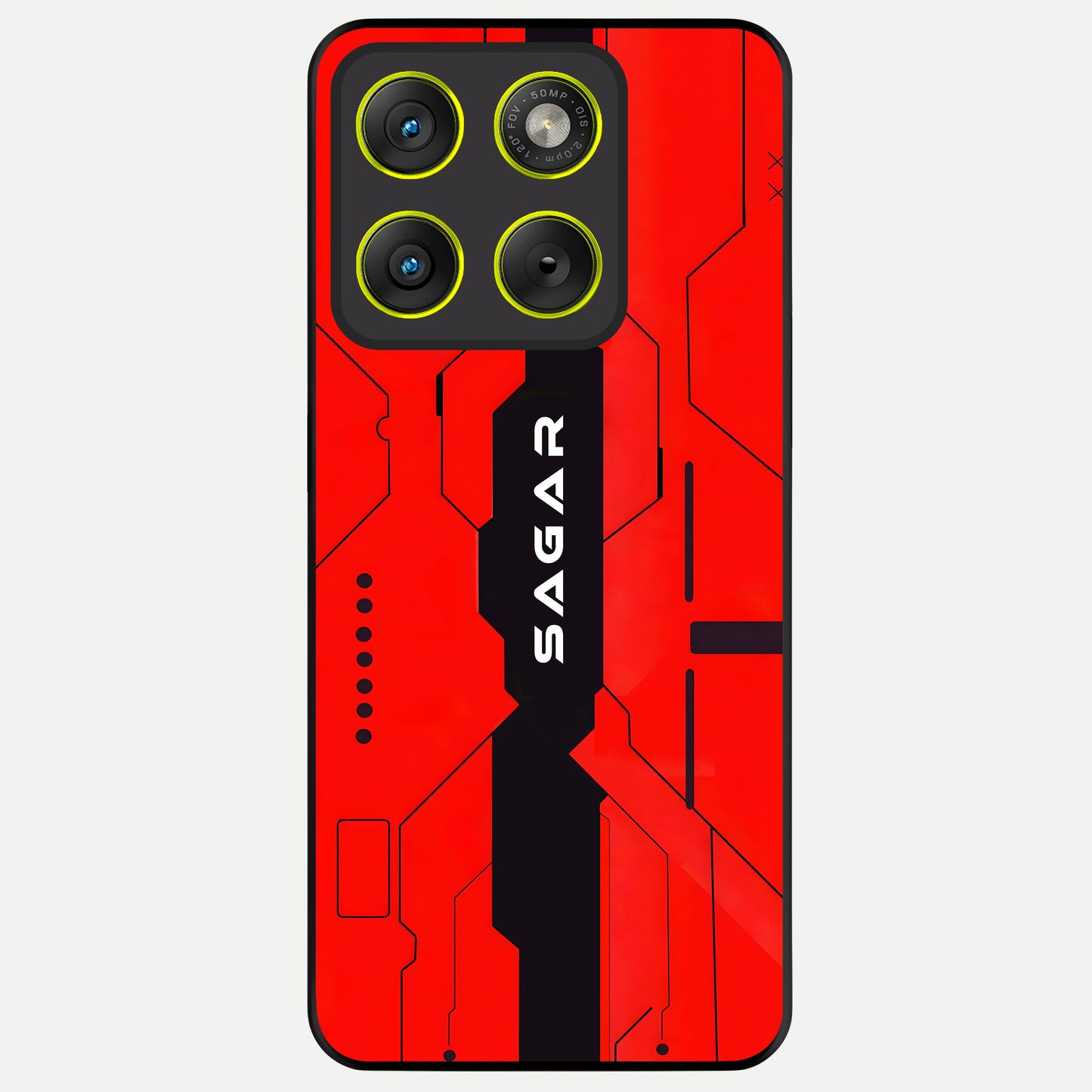  Voltage Rise CYBERPUNK Custom Name Glass Case For Moto Edge 70 back cover – personalized glossy printed glass finish