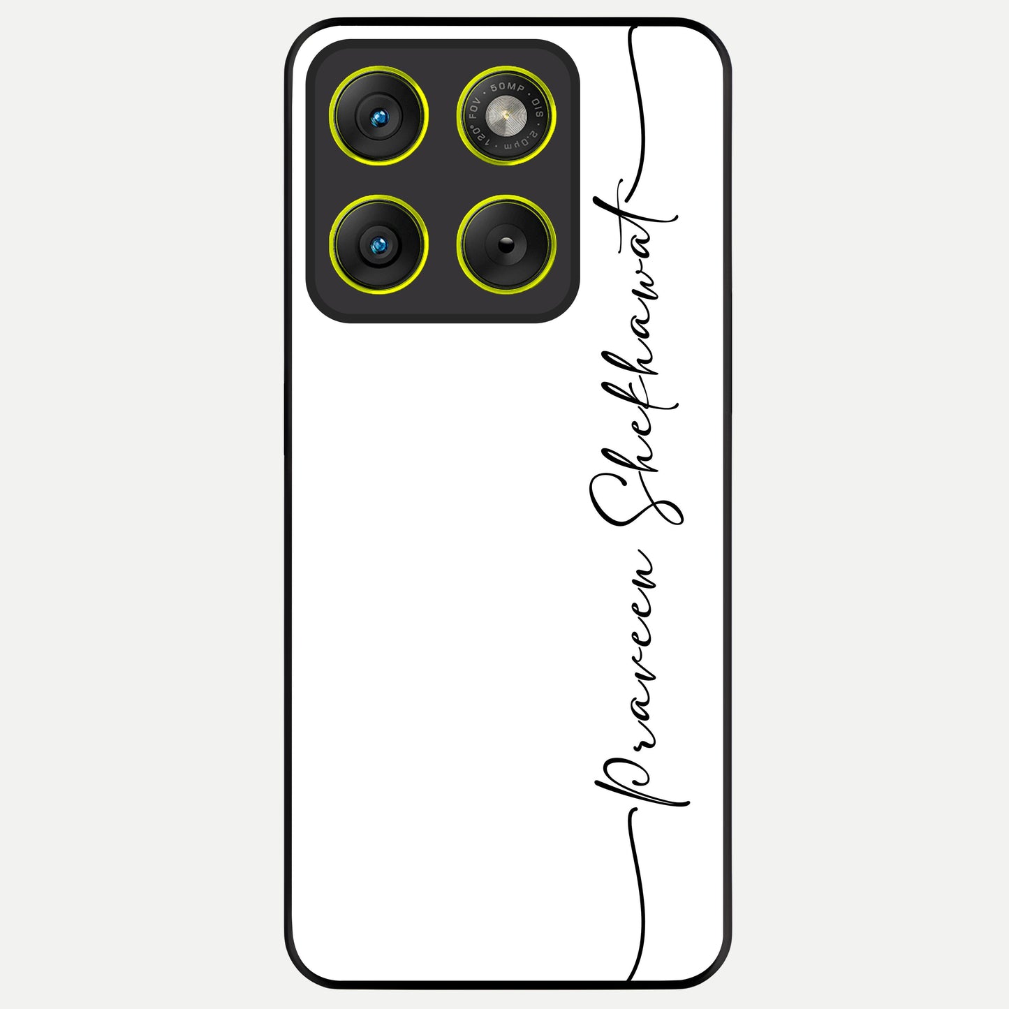  White Tune Custom Name Glass Case For Moto Edge 70 back cover – personalized glossy printed glass finish