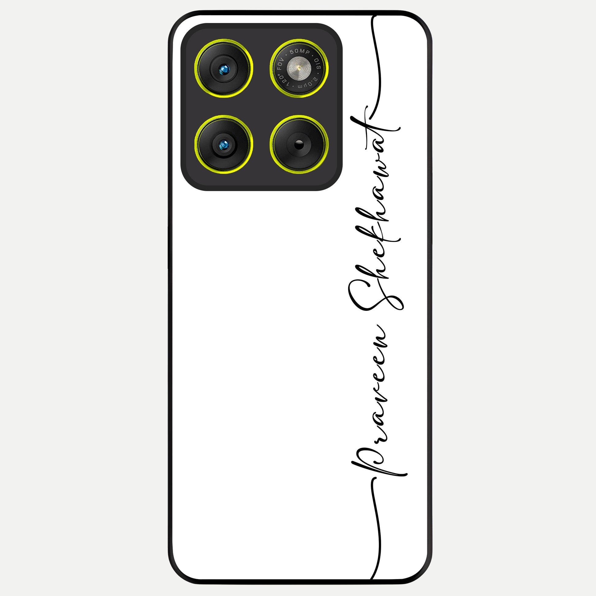  White Tune Custom Name Glass Case For Moto Edge 70 back cover – personalized glossy printed glass finish