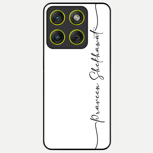  White Tune Custom Name Glass Case For Moto Edge 70 back cover – personalized glossy printed glass finish