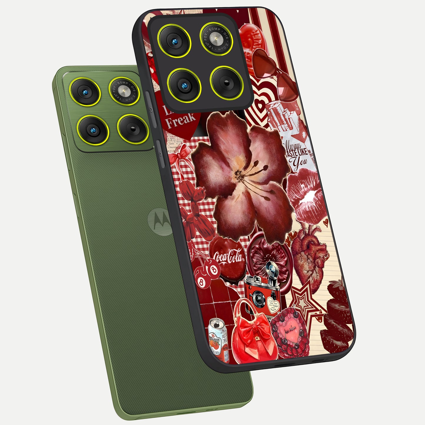  Aesthetic Little Freak phone case For Moto Edge 70 showing premium glass back cover with detailed artwork