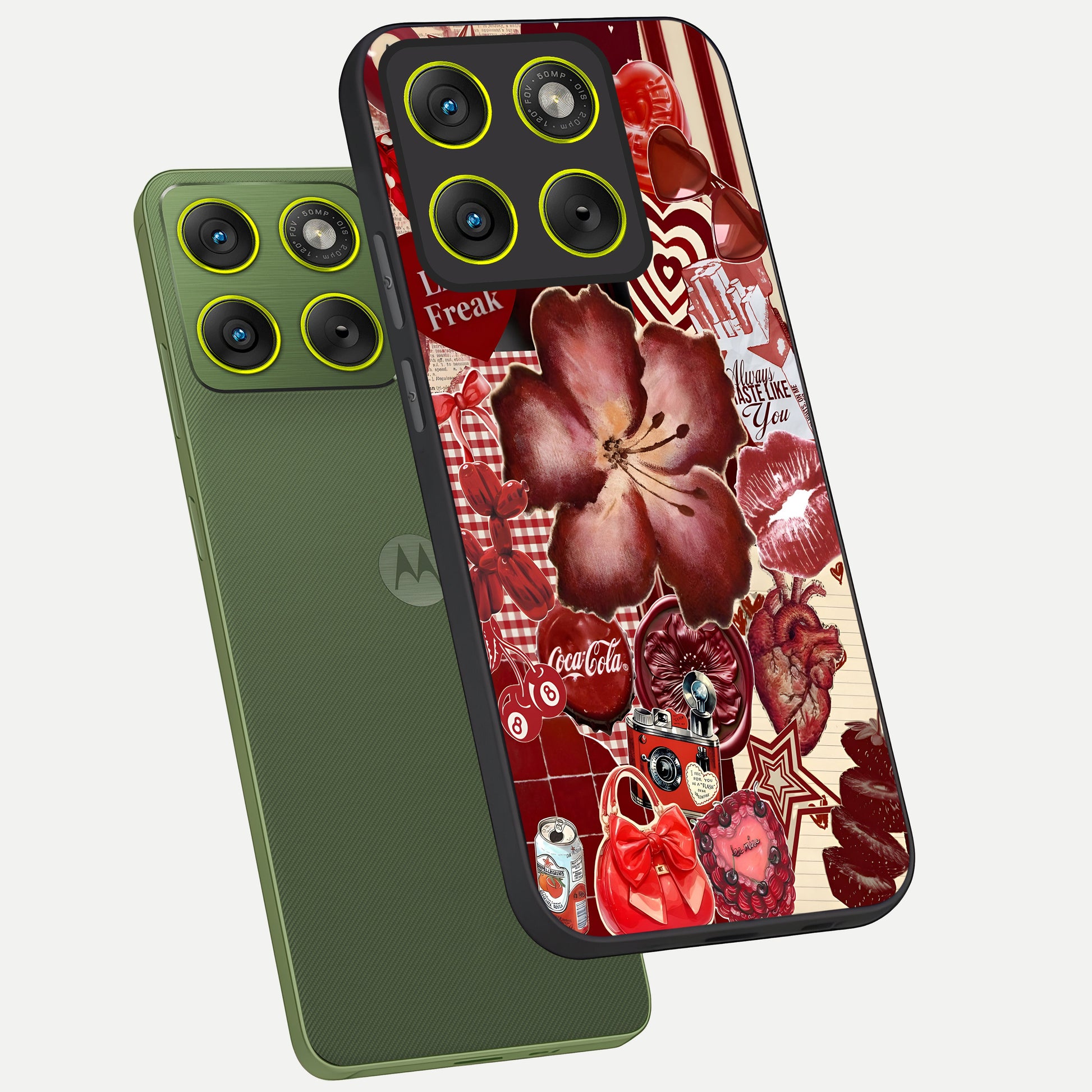  Aesthetic Little Freak phone case For Moto Edge 70 showing premium glass back cover with detailed artwork