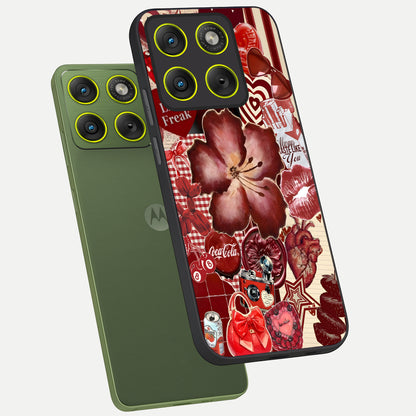  Aesthetic Little Freak phone case For Moto Edge 70 showing premium glass back cover with detailed artwork