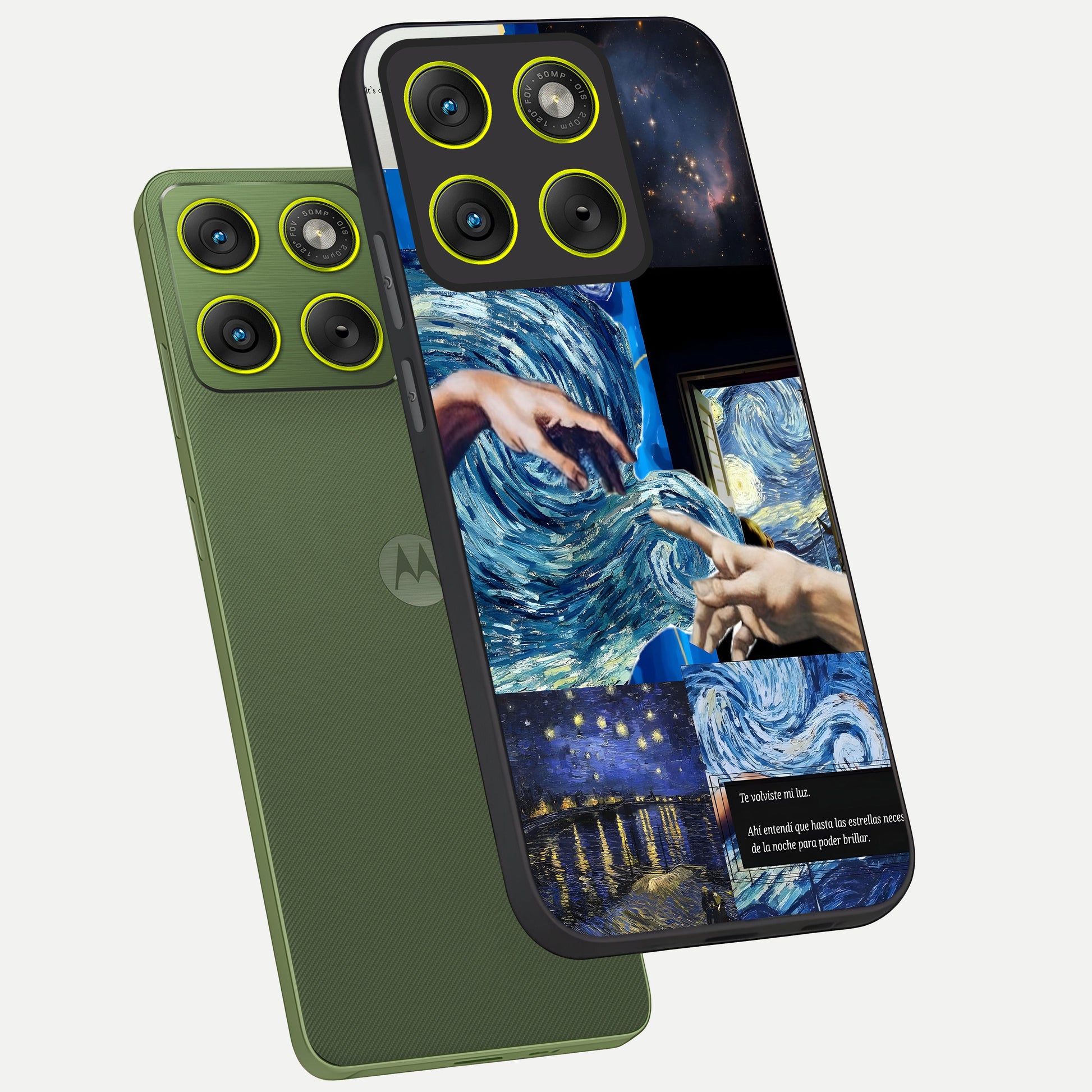  Aesthetic Vando Hands phone case For Moto Edge 70 showing premium glass back cover with detailed artwork