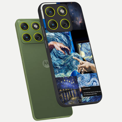  Aesthetic Vando Hands phone case For Moto Edge 70 showing premium glass back cover with detailed artwork