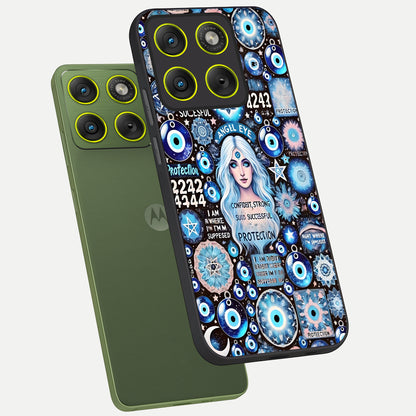  Angel Aura Shield phone case For Moto Edge 70 showing premium glass back cover with detailed artwork