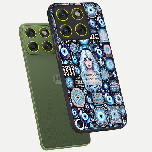  Angel Aura Shield phone case For Moto Edge 70 showing premium glass back cover with detailed artwork